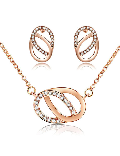 Fashion Gold Color Hollow Out Oval Shape Design Jewelry Sets