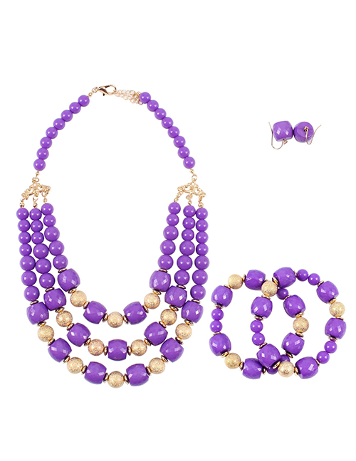 Elegant Purple Multi-layer Design Simple Jewelry Sets