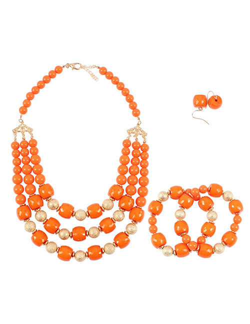Elegant Orange Multi-layer Design Simple Jewelry Sets