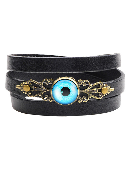 Vintage Blue Eye Shape Decorated Multi-layer Bracelet