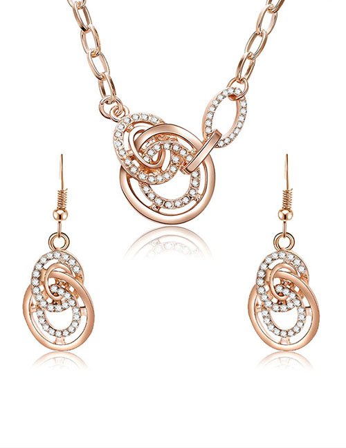 Fashion Gold Color Hollow Out Round Shape Design Jewelry Sets