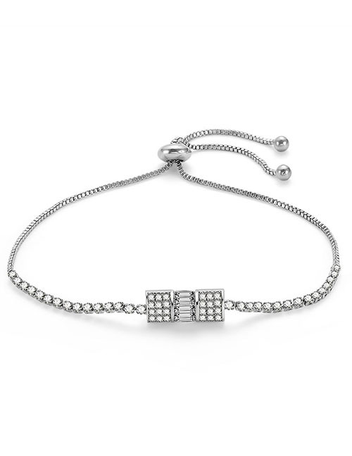 Fashion Silver Color Square Shape Decorated Simple Bracelet