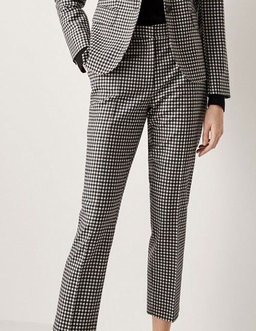 Fashion Wool Grids Pattern Decorated Pants