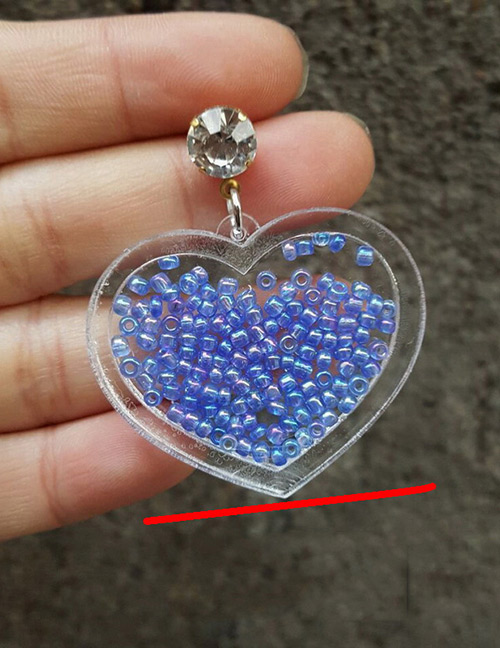 Fashion Blue Beads Decorated Heart Shape Earrings