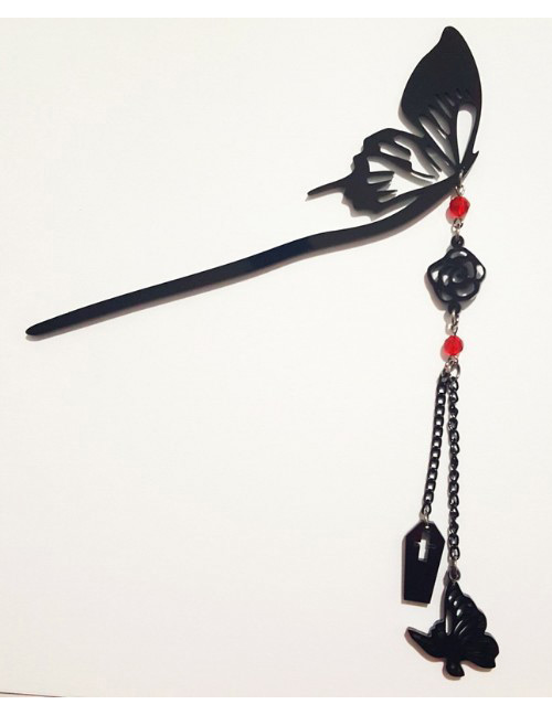 Fashion Black Butterfly Decorated Pure Color Hairpin