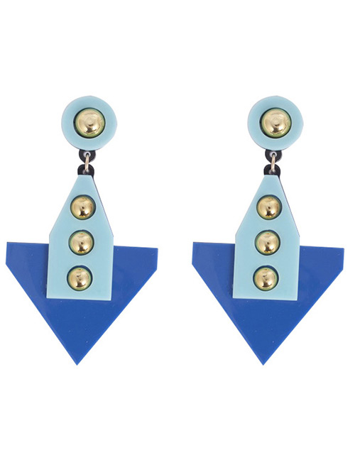 Fashion Sapphire Blue Triangle Shape Design Earrings