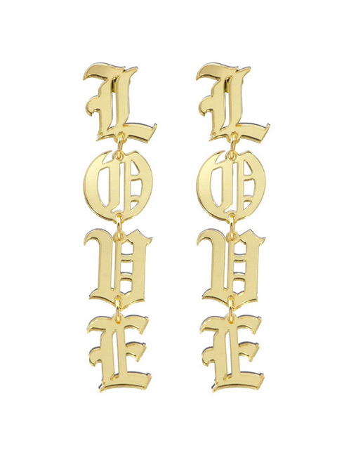 Fashion Gold Color Letter Shape Design Long Earrings