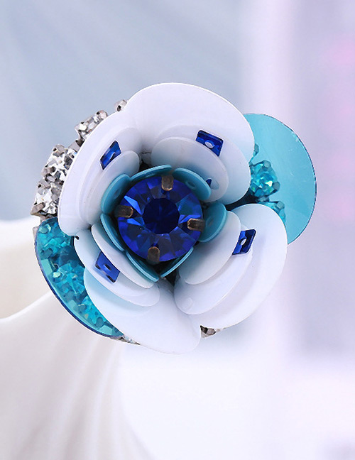 Fashion Blue Flower Shape Decorated Brooch