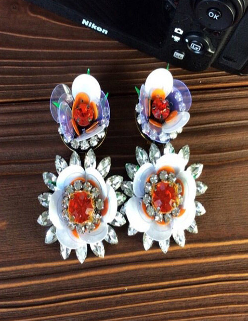 Fashion Orange Flower Shape Decorated Earrings
