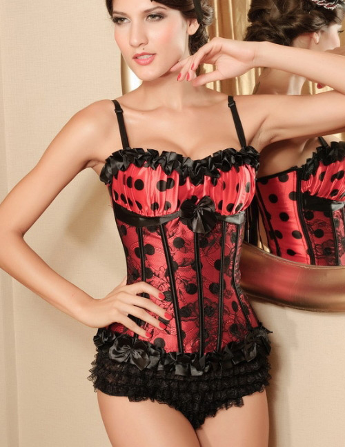 Fashion Red Dots Pattern Decorated Corset