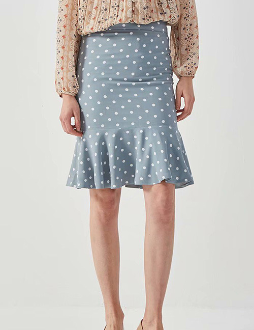 Fashion Blue Dots Pattern Decorated Dress
