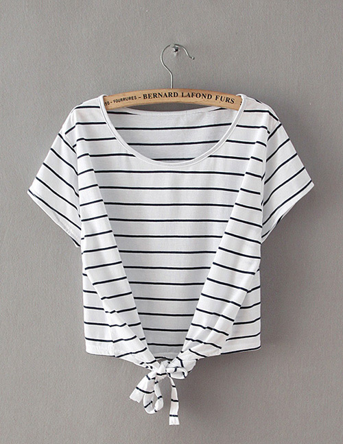 Fashion Black Stripe Pattern Decorated T-shirt