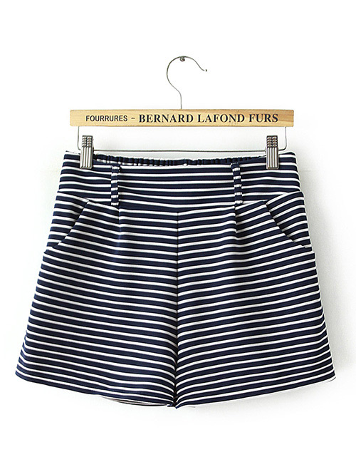 Fashion Navy Stripe Pattern Decorated Pants