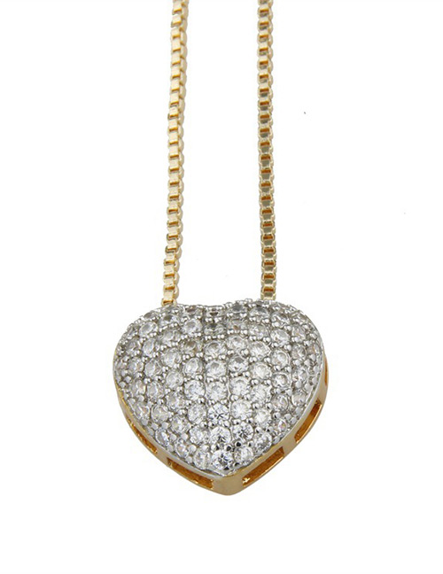 Fashion White+gold Color Heart Shape Decorated Necklace