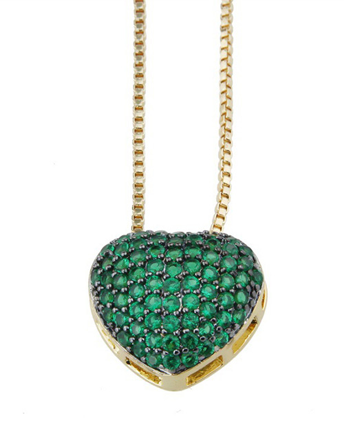 Fashion Green+gold Color Heart Shape Decorated Necklace