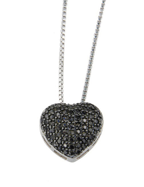Fashion Black+silver Color Heart Shape Decorated Necklace