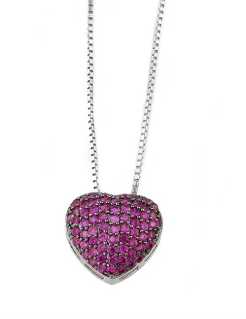 Fashion Plum Red+silver Color Heart Shape Decorated Necklace