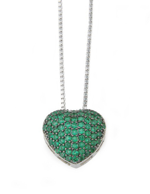 Fashion Green+silver Color Heart Shape Decorated Necklace