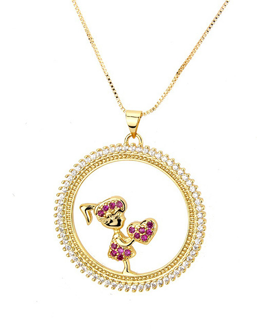 Fashion Plum Red Round Shape Decorated Necklace