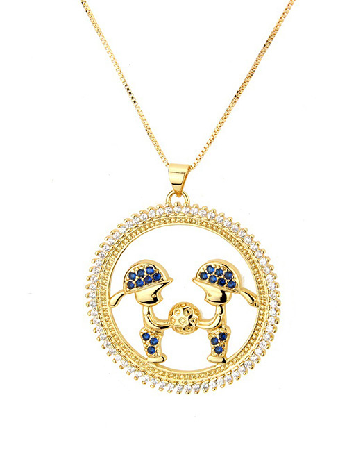 Fashion Blue Round Shape Decorated Necklace