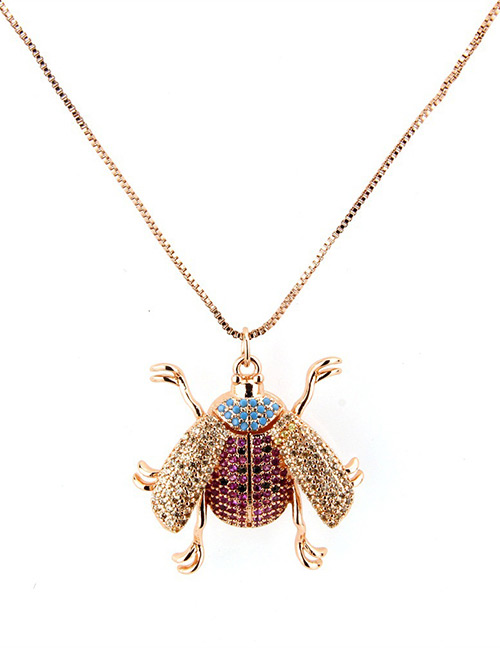 Fashion Rose Gold Ladybug Shape Decorated Necklace
