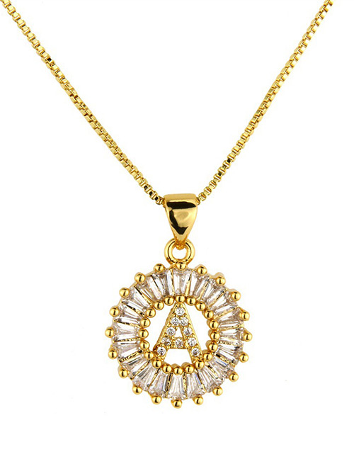 Fashion Gold Color A Letter Shape Decorated Necklace