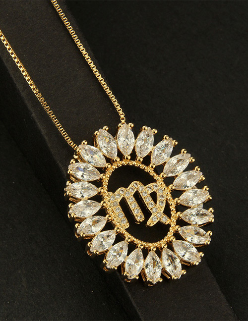Fashion Gold Color Full Diamond Decorated Round Necklace