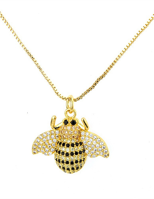 Fashion Gold Color Full Diamond Decorated Bee Shape Necklace