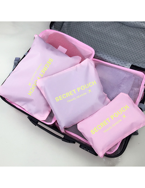 Fashion Pink Pure Color Decorated Storage Bag(6pcs)
