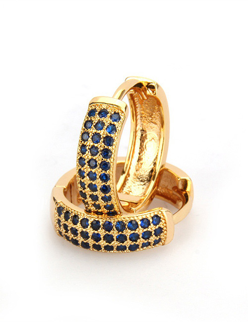 Fashion Gold Color+blue Diamond Decorated Earrings