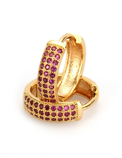 Fashion Gold Color+red Diamond Decorated Earrings