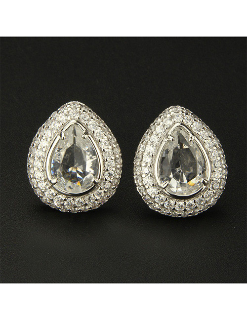 Fashion Silver Color Water Drop Shape Decorated Earrings