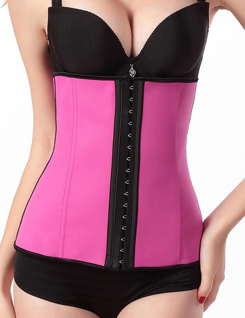 Fashion Plum Red Button Shape Decorated Corset