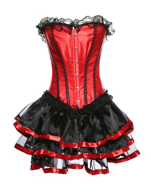 Fashion Red Button Shape Decorated Corset (with Dress)