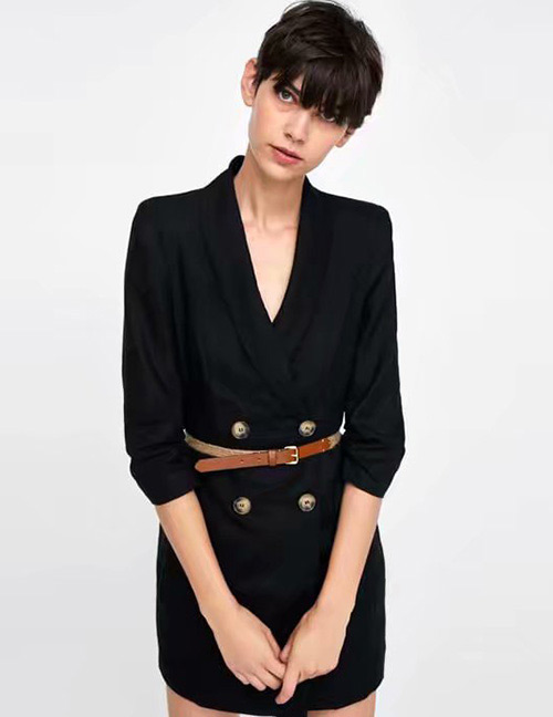 Fashion Black Button Decorated Coat