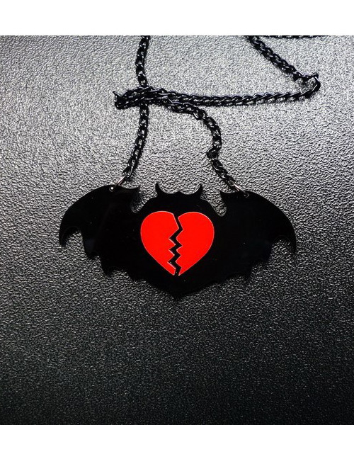Fashion Black+red Bat Shape Decorated Necklace