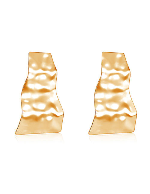 Elegant Gold Color Wave Shape Design Pure Color Earrings