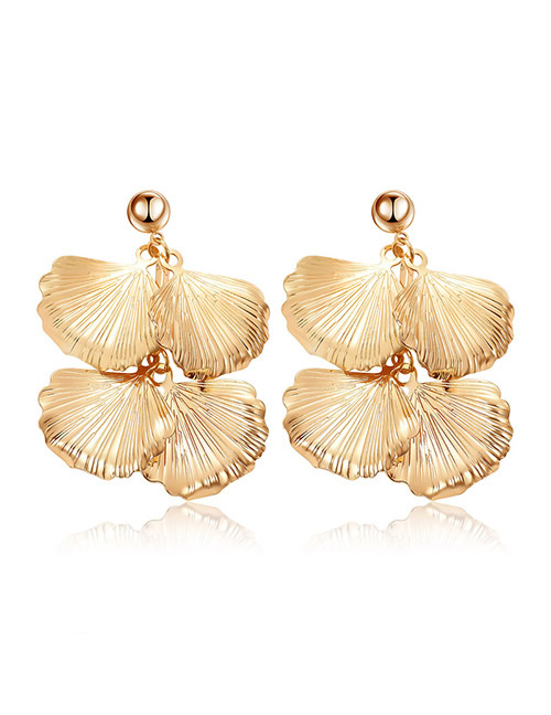 Elegant Gold Color Maple Leaves Shape Design Pure Color Earrings