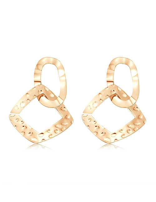 Elegant Gold Color Pure Color Design Square Shape Earrings
