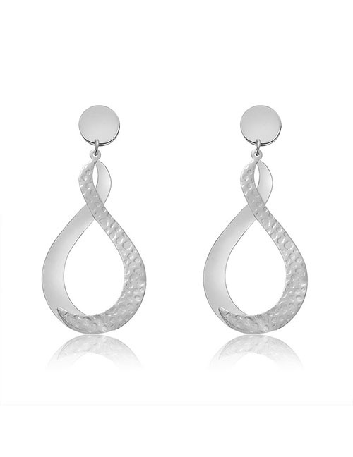 Elegant Silver Color Letter 8 Shape Design Pure Color Earrings