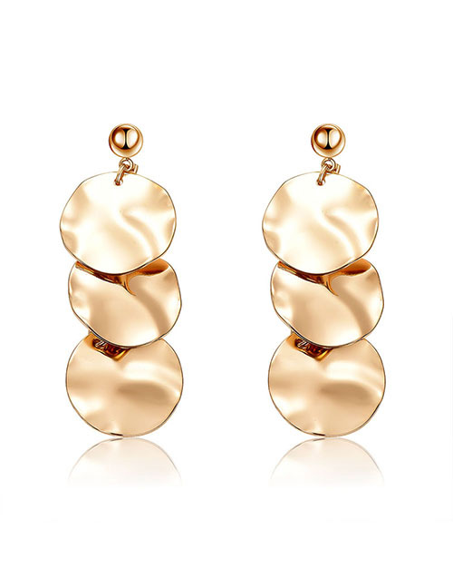 Elegant Gold Color Round Shape Design Multi-layer Earrings