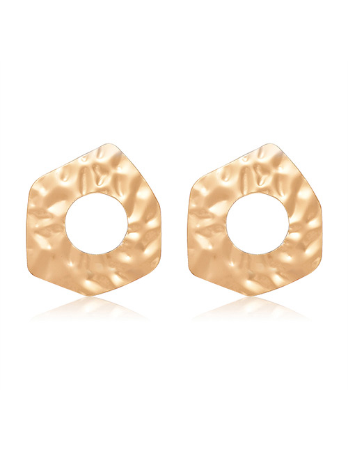 Elegant Gold Color Hollow Out Design Irregular Shape Earrings