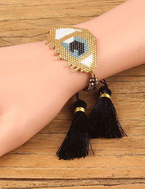 Fashion Black Eye Shape Decorated Tassel Bracelet
