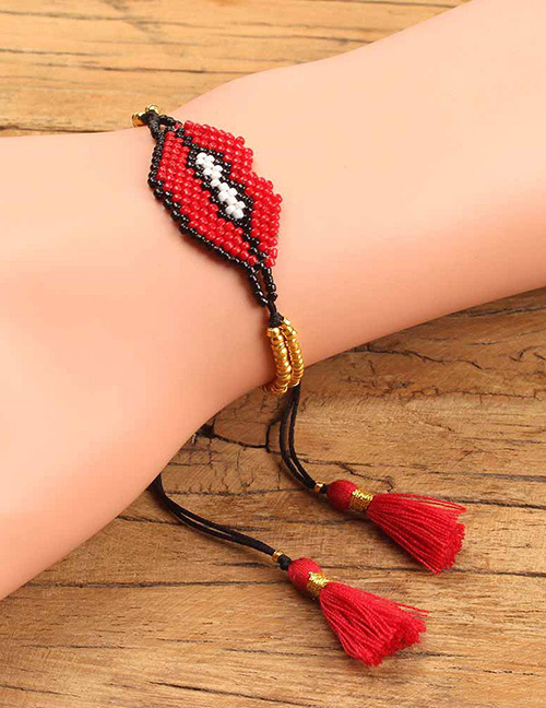 Fashion Red Lips Shape Decorated Tassel Bracelet