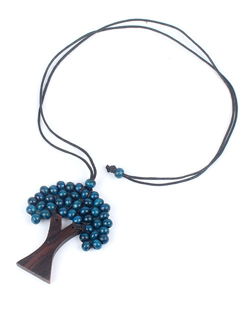 Fashion Blue Tree Shape Decorated Necklace