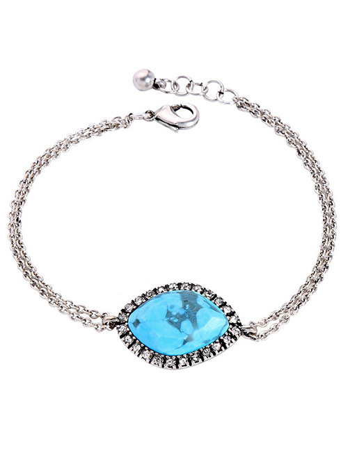 Fashion Blue Oval Shape Decorated Bracelet