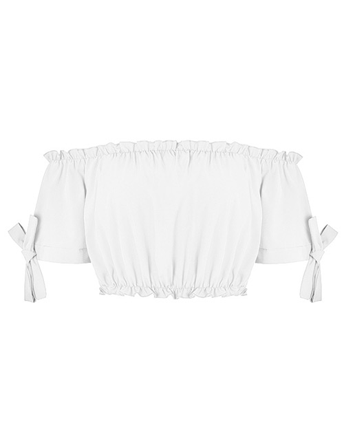 Fashion White Pure Color Decorated Vest