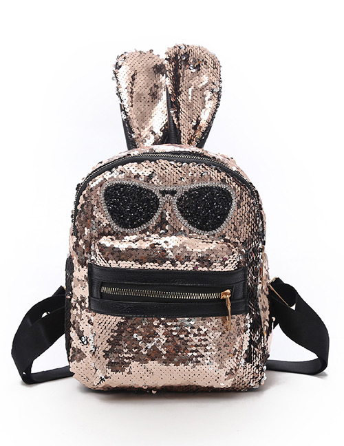 Fashion Champagne Rabbit Shape Decorated Backpack