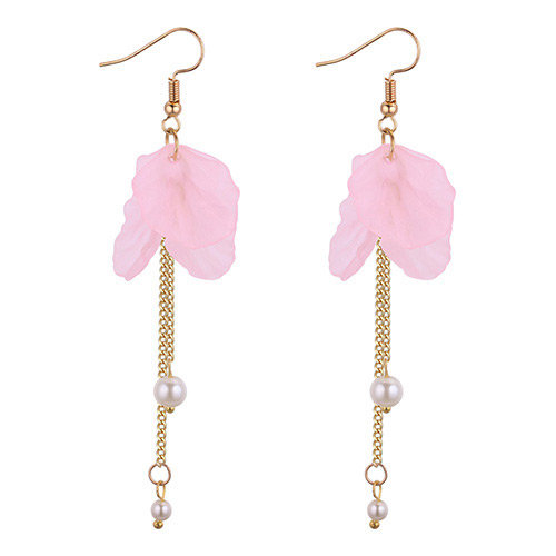 Elegant Pink Tassel Decorated Earrings