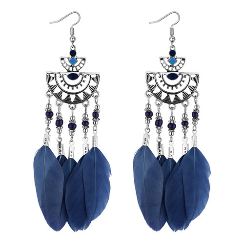Fashion Navy Semicircle Shape Decorated Earrings